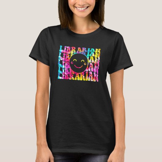 Groovy School Librarian Back to School Retro Libra T-shirt (Voorkant)