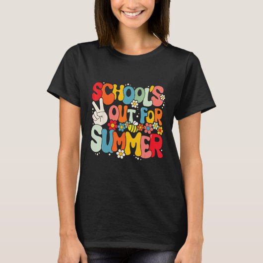 Groovy School s Out For Summer Graduation Teacher  T-shirt (Voorkant)