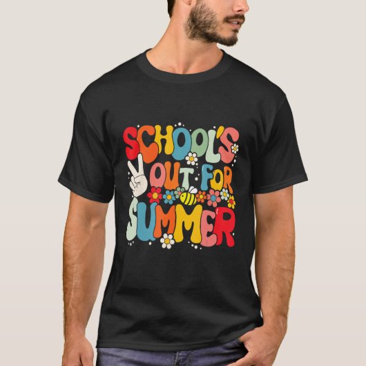Groovy School s Out For Summer Graduation Teacher  T-shirt (Voorkant)