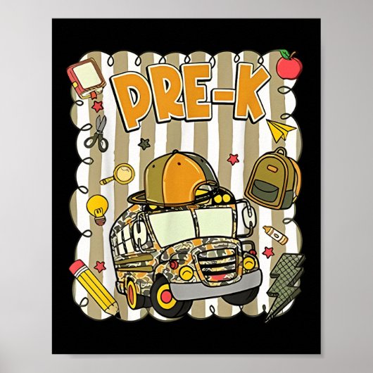 Groovy schoolbus camouflage pre-k terug naar schoo poster (Voorkant)