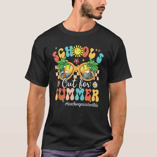 Groovy School's Out For Summer Teaching Assistant  T-shirt (Voorkant)