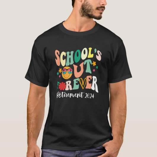 Groovy School's Out Forever Retirement Teacher Ret T-shirt (Voorkant)