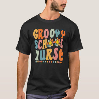 Groovy schoolverpleegster kleurrijke madeliefje te t-shirt