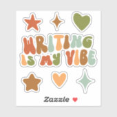 Groovy schrijven is mijn vibe Sticker, schrijver Sticker (Vel)