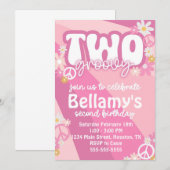 Groovy Second Birthday Party Invitation Kaart (Voorkant / Achterkant)