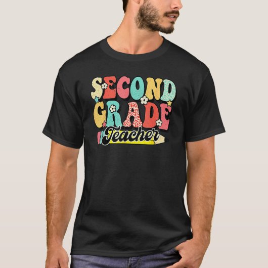 Groovy Second Grade Teacher First Day 2nd Grade Gr T-shirt (Voorkant)