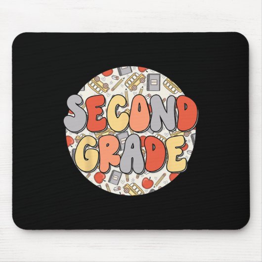 Groovy Second Grade Vibes Retro Teachers Kinder Te Muismat (Voorkant)