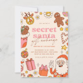 Groovy Secret Santa Exchange Retro Kerstfeest Kaart (Voorkant)