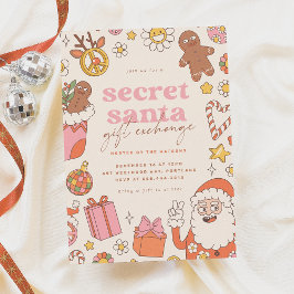 Groovy Secret Santa Exchange Retro Kerstfeest Kaart
