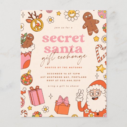 Groovy Secret Santa Retro Kerstfeest Budget (Voorkant)