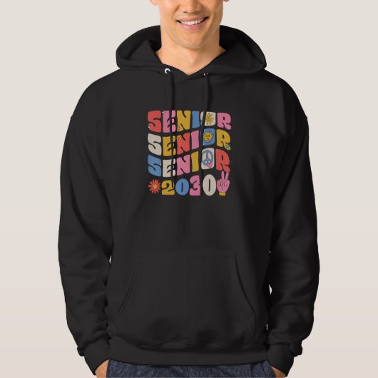 Groovy Senior 2030 Graduation Back To School Class Hoodie (Voorkant)