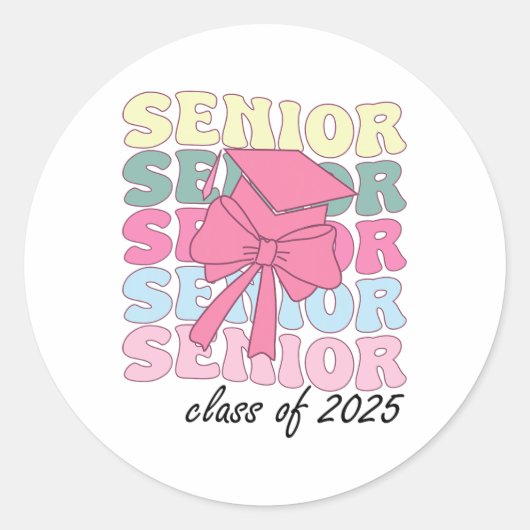 Groovy Senior Jaar 2025 Afstuderen Senior CL van 2 Ronde Sticker (Voorkant)
