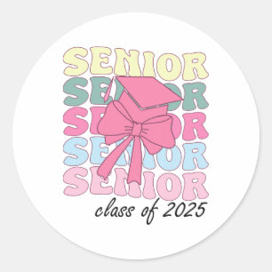 Groovy Senior Jaar 2025 Afstuderen Senior CL van 2 Ronde Sticker