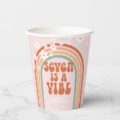 Groovy Seven is een vibe daisy regenboog 7e verjaa Papieren Bekers (Voorkant)