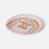 Groovy Seven is een vibe daisy regenboog 7e verjaa Papieren Bordje (Gekanteld)