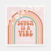 Groovy Seven is een vibe daisy regenboog 7e verjaa Servet (Voorkant)