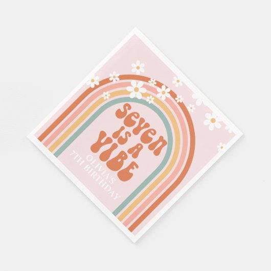 Groovy Seven is een vibe daisy regenboog 7e verjaa Servet (Hoek)