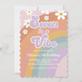 Groovy Seven is een vibe Retro Rainbow 7th Birthda Kaart (Voorkant)