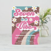 Groovy Seven is een Vibe roze blauwgroen meisje 7e Kaart (Staand voorkant)