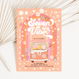 Groovy Seven is een Vibe Van Bus 7e verjaardag Kaart