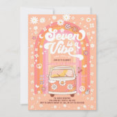 Groovy Seven is een Vibe Van Bus 7e verjaardag Kaart (Voorkant)