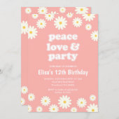 Groovy Seventies Daisy Birthday Party  Kaart (Voorkant / Achterkant)