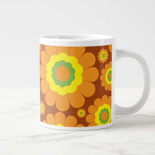 Groovy Seventies Flowers Grote Koffiekop (Rechts)