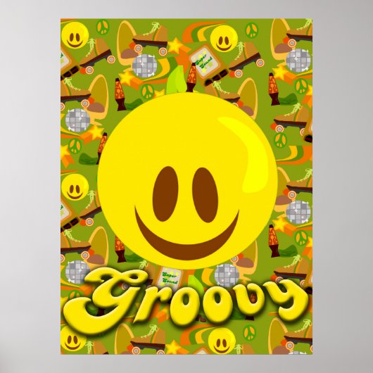 Groovy Seventies Pattern Poster (Voorkant)