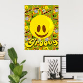 Groovy Seventies Pattern Poster (Thuiskantoor)