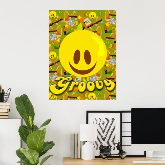 Groovy Seventies Pattern Poster (Thuiskantoor)