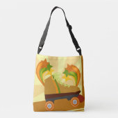 Groovy Seventies Roller Schaats Cartoon Design Crossbody Tas (Achterkant)