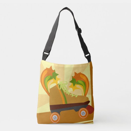 Groovy Seventies Roller Schaats Cartoon Design Crossbody Tas (Voorkant)