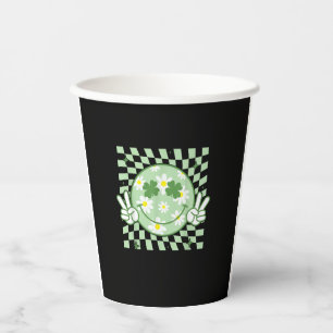 Groovy Shamrock Smile Face St Patricks Day Mannen  Papieren Bekers