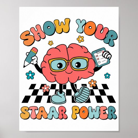 Groovy Show Uw Staar Power Brain Teacher Testen Poster (Voorkant)
