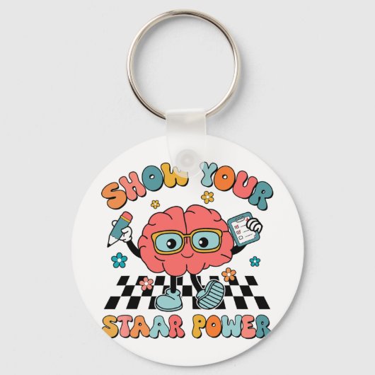 Groovy Show Uw Staar Power Brain Teacher Testen Sleutelhanger (Voorkant)