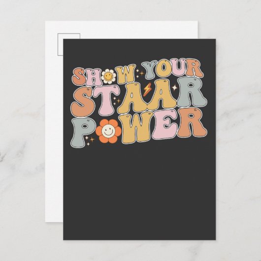 Groovy Show Uw STAAR Power Test Day Uitnodiging Briefkaart (Voorkant / Achterkant)