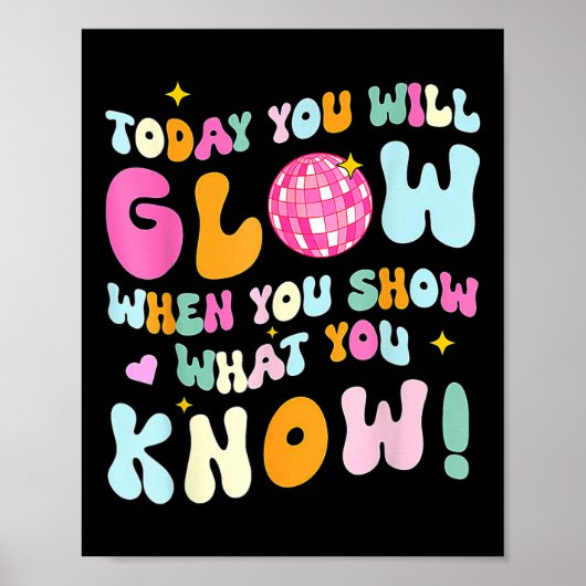 Groovy Show Wat je weet Test Testing Day Teacher Poster (Voorkant)