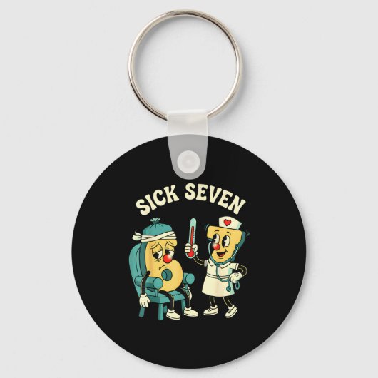 Groovy Sick Seven 67 Funny Meme Sick 7 And Nurse 6 Sleutelhanger (Voorkant)
