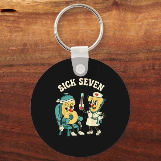 Groovy Sick Seven 67 Funny Meme Sick 7 And Nurse 6 Sleutelhanger (Voorkant)