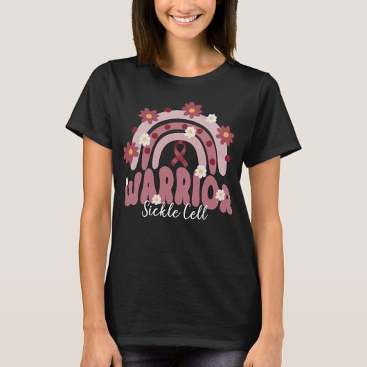 Groovy sikkelcel krijger regenboog bloem t-shirt (Voorkant)