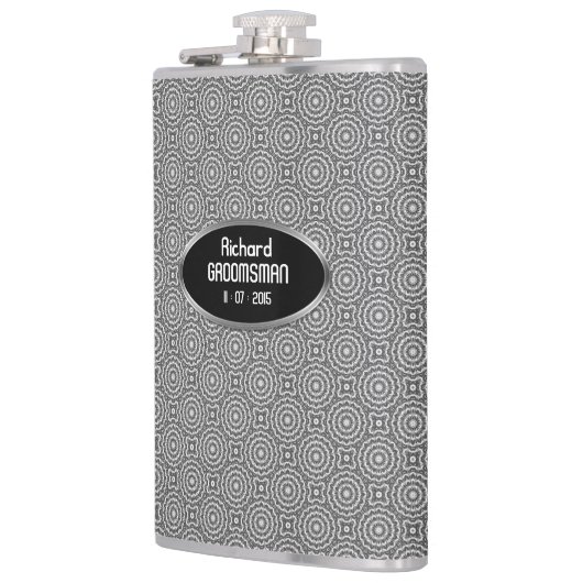 Groovy Silver Circles personaliseren Hip Flask Heupfles (Links)