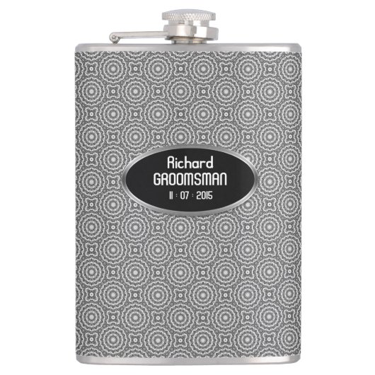 Groovy Silver Circles personaliseren Hip Flask Heupfles (Voorkant)
