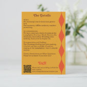 Groovy Sinaasappel Brown Wavy Border Wedding Detai Informatiekaartje (Staand voorkant)