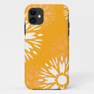 Groovy Sinaasappel Daisy Flower Retro bloemenmotie iPhone 11 Hoesje