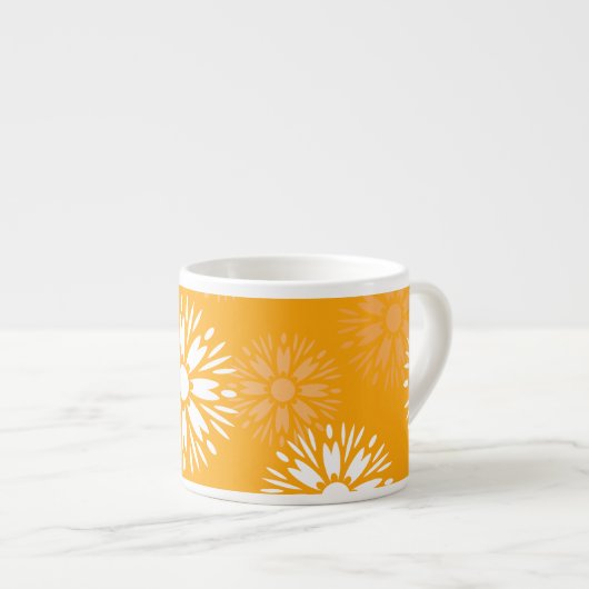 Groovy Sinaasappel Daisy Flower Retro bloemenmotie Espresso Kop (Voorkant rechts)