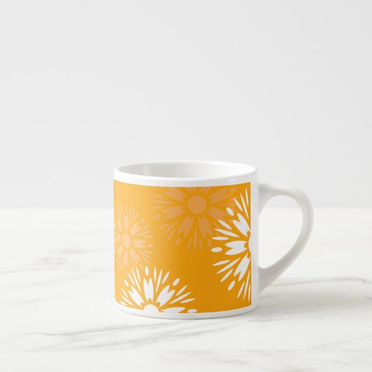 Groovy Sinaasappel Daisy Flower Retro bloemenmotie Espresso Kop (Rechts)