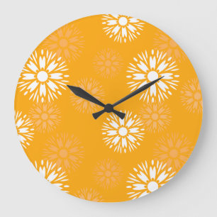 Groovy Sinaasappel Daisy Flower Retro bloemenmotie Grote Klok