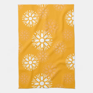Groovy Sinaasappel Daisy Flower Retro bloemenmotie Theedoek