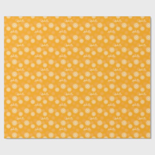 Groovy Sinaasappel Daisy Flower Retro Bloemennaam Cadeaupapier (Vlak)