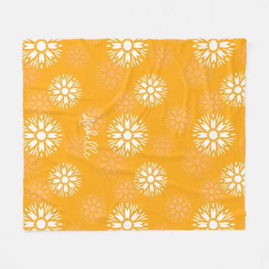 Groovy Sinaasappel Daisy Flower Retro Bloemennaam Fleece Deken (Voorkant (Horizontaal))